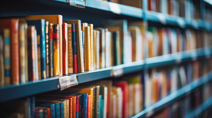 Selective focus image of a library. Education concept. Generative AI