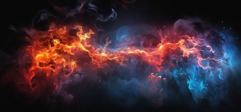 abstract background with red and blue flames of fire