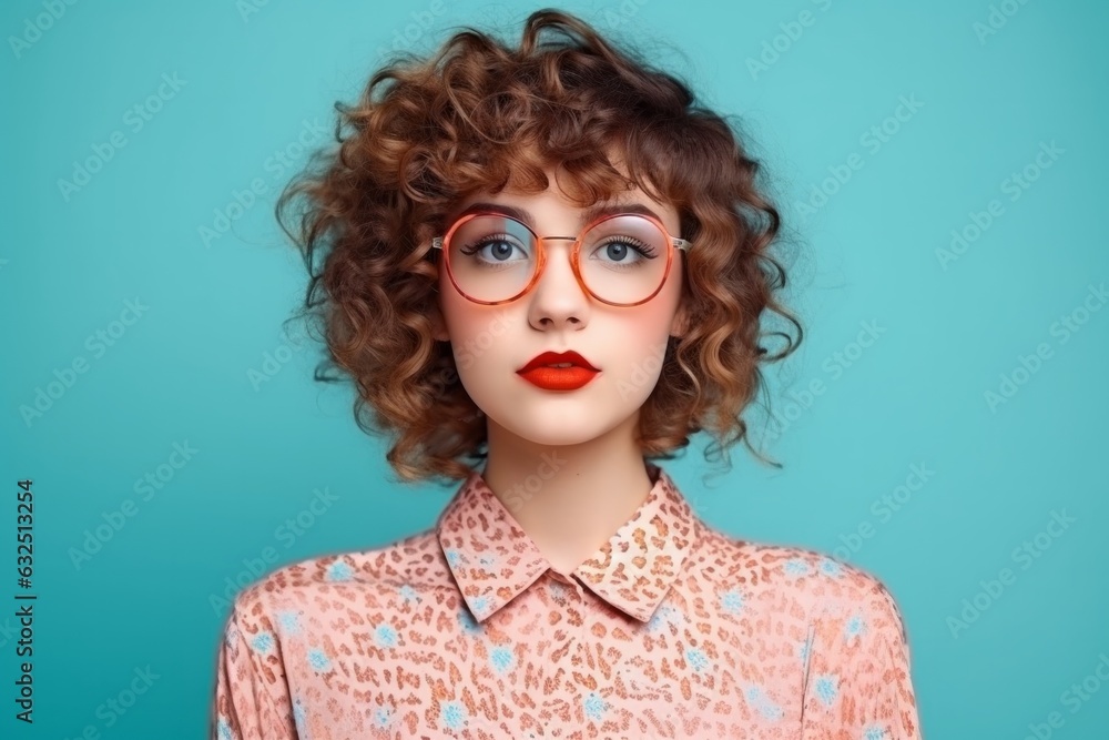 Wall mural glamour stylish fashion and colour glasses make up design costume beautiful woman studio shot on lol