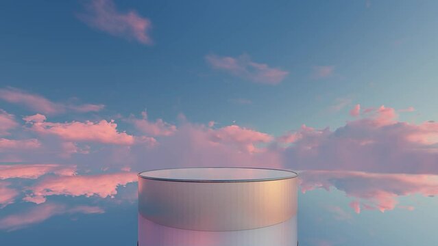 Podium backdrop for product display in cloudscape 3d animation