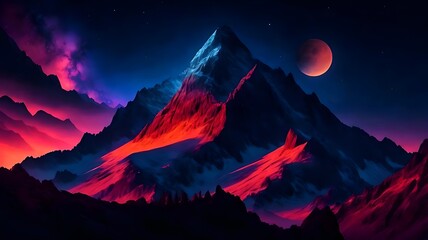 Rocky mountain, cinematic night view