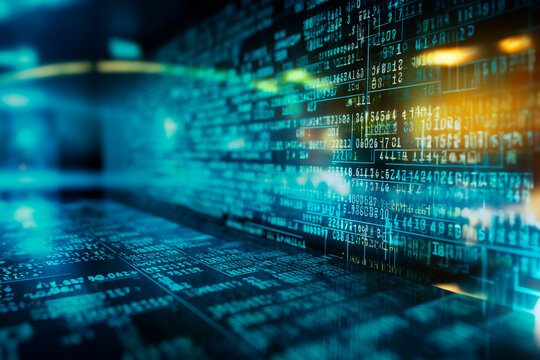 pantalla virtual con big data, c&oacute;digo inform&aacute;tico