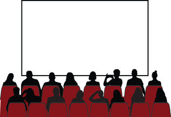 A group of people sitting in a row - a presentation. - 632514637
