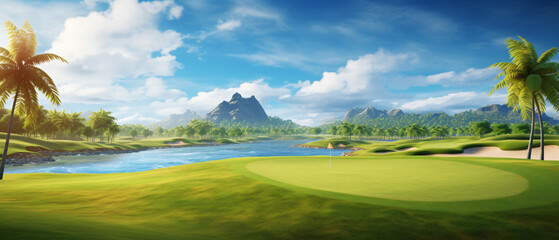Fototapeta na wymiar Luxury summer vacation Tropical Golf Club