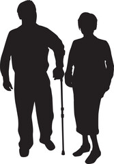 Senior couple, conceptual silhouettes.