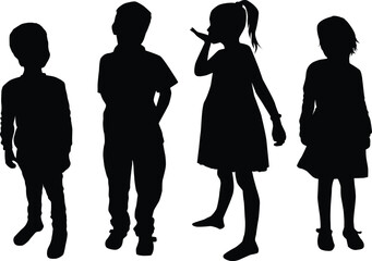 Children black silhouettes. Conceptual illustration. - 632516077
