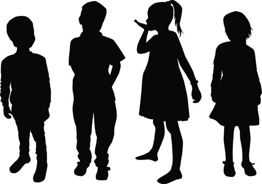 Children black silhouettes. Conceptual illustration.