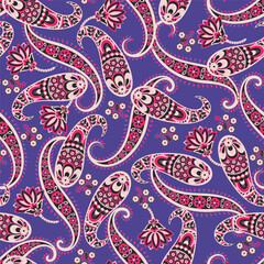 Floral Paisley Ornamental seamless vector pattern.
