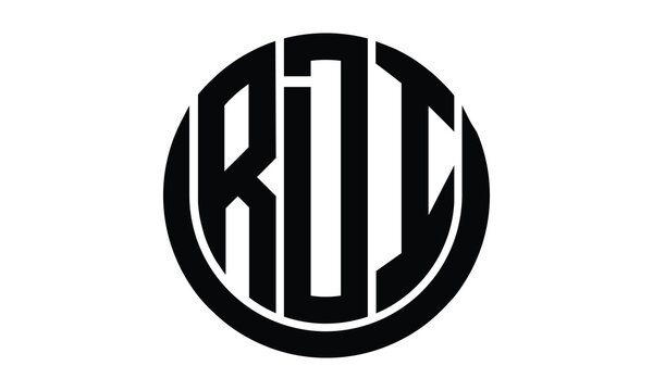 RDI shield in circle logo design vector template. lettermrk, wordmark, monogram symbol on white background.	