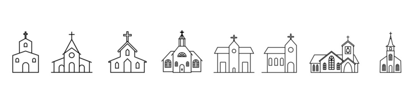 Church icon vector set. Religion illustration sign collection. Temple symbol. Christianity logo.