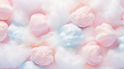 Obraz na płótnie Canvas Colorful cotton candy in soft pastel color background. Generative AI