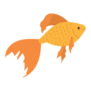 recommend clip art: Cartoon golden fish isolated on white background. Vector image swimming sea fish.