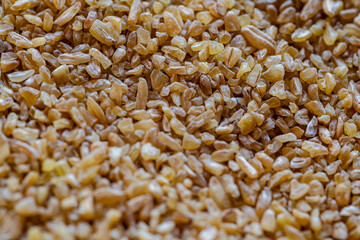 close-up of bulgur, a ground wheat semolina
