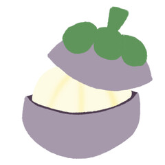 Cute mangosteen fruity cartoon die cut sticker