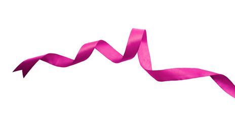 A large pink ribbon to be used for cancer awareness or a birthday or Christmas banner, border or making presents isolated against a transparent background