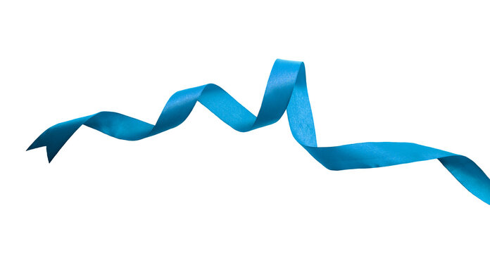 A large blue ribbon to be used as a birthday or Christmas banner, border or making presents isolated against a transparent background