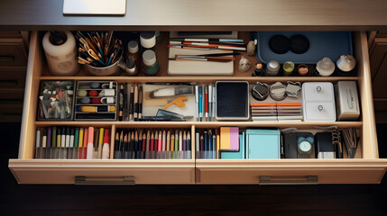 Office Harmony Drawer's Neat Supply Arrangement