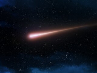 Fireball isolated. Shooting star in the sky. Meteor glow at night. Beautiful falling meteorite. - obrazy, fototapety, plakaty