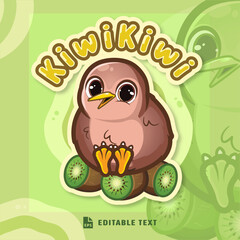 Cute Kiwi Bird Logo Mascot