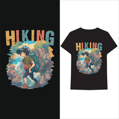 Hiking adventure illustration t-shirt design.