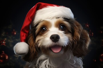 puppy in santa hat 