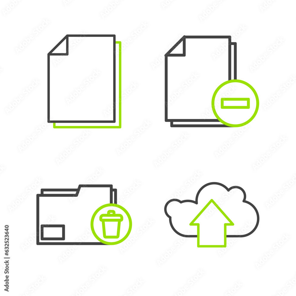 Canvas Prints set line cloud upload, delete folder, document with minus and icon. vector