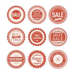 Obraz premium Retro vintage discount sale stickers and labels for promotions.