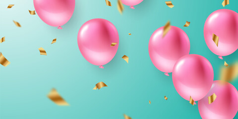 celebration background with elegant balloons Beautiful 3D design vector illustration