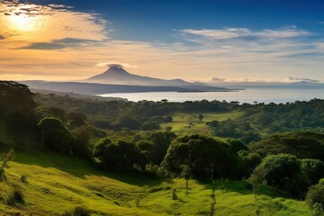 Panoramic view of Lake Arenal Costa Rica.