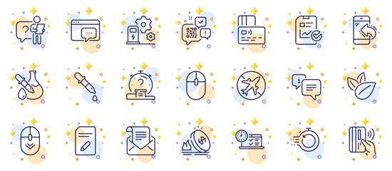 Fototapeta na wymiar Outline set of Search employee, Charging station and Chemistry pipette line icons for web app. Include Contactless payment, Mail newsletter, Computer mouse pictogram icons. Info. Vector
