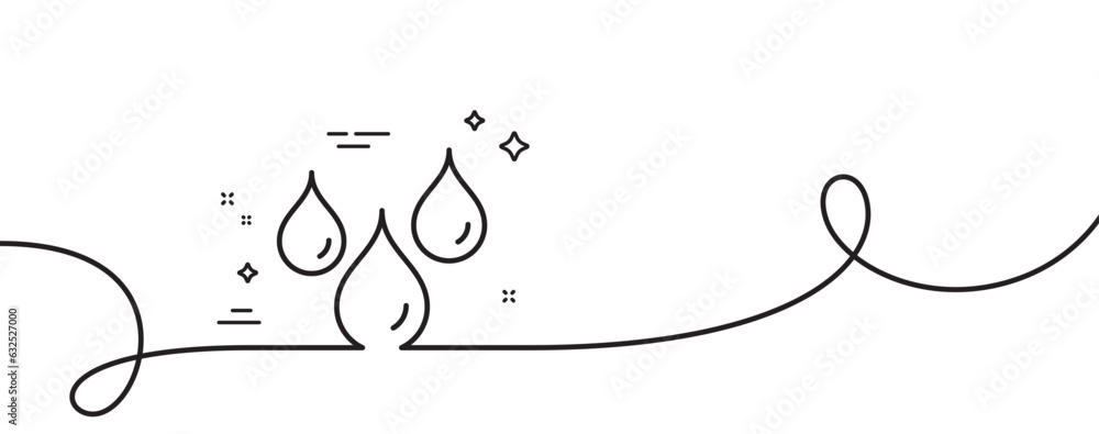 Poster waterproof line icon. continuous one line with curl. water resistant sign. drop protection symbol. w