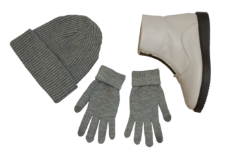 winter set of clothes,a set of women's autumn and winter clothes, a hat, gloves and boots