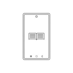 Digital Literacy in outline icon. Smartphone with e-book inside, design element vector illustration template in trendy and unique flat style. Editable graphic resources for many purposes.