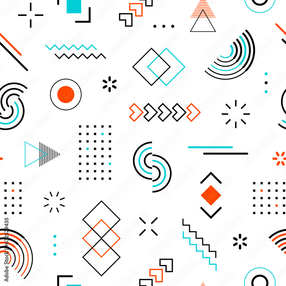 Aufkleber geometric seamless pattern. repeating abstract geometry background. memphis shape. repeated cool sch