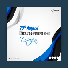 Vector illustration of Estonia Restoration of Independence Day social media story feed template