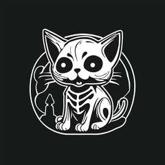 cat Halloween kitten skull bone skeleton symbol cartoon icon logo