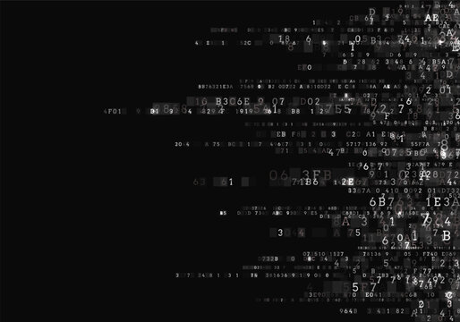 Programming computer code. Digital background constructed with different symbols. Abstract visualization of coding. Vector illustration.