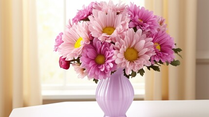 Autumnal bouquet in vase. Autumn still life with orange and red flowers. Beautiful flower composition. AI photography.