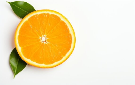 Orange fuit, top view on a white background. Beautiful illustration picture. Generative AI