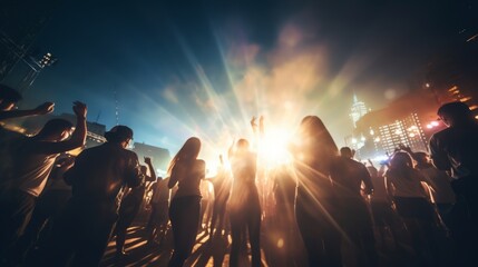 Fototapeta na wymiar People blurred. At a concert. Beautiful illustration picture. Generative AI