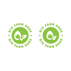 Bio farm eggs vector label. Organic egg circle icon.