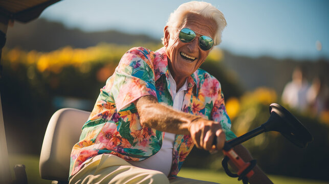 An older man enjoying a leisurely round of golf Generative AI