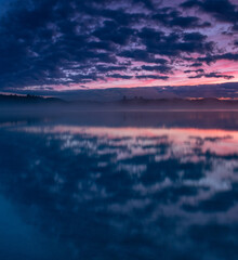 Fototapeta premium sunset over the lake