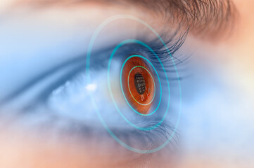 Close up of an eye and vision test