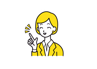 笑顔でポイントを説明する女性