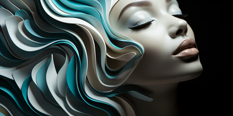 abstract fantasy woman in wavy marble textures