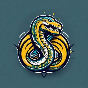 An abstract logo for a business or sports team featuring a caricature of a snake that is suitable for a t-shirt graphic.