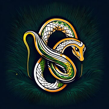 An abstract logo for a business or sports team featuring a caricature of a snake that is suitable for a t-shirt graphic.