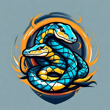 An abstract logo for a business or sports team featuring a caricature of a snake that is suitable for a t-shirt graphic.