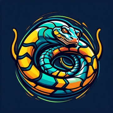 An abstract logo for a business or sports team featuring a caricature of a snake that is suitable for a t-shirt graphic.
